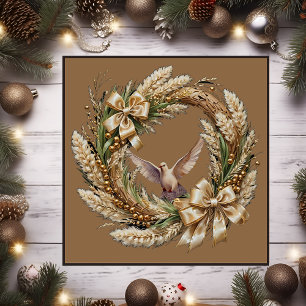 Krans van gras Magnetische kerstkaart