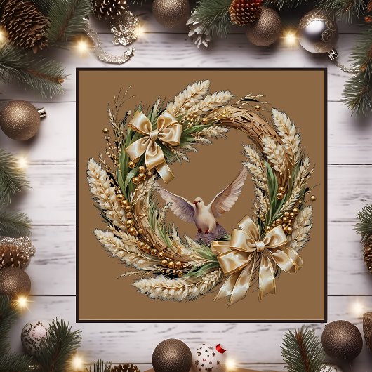 Krans van gras Magnetische kerstkaart