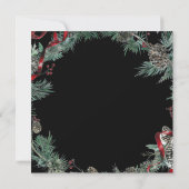 Krans van groen met rode linten Vierkant Open Huis Kaart (Achterkant)