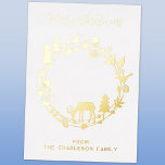 Krans van hertenbos vakantie echt folie kaart<br><div class="desc">Een mooie en unieke hert in het bos ontwerp voor een vleugje vakantiemagie.  Verander de groet,  naam en tekst aan de achterzijde.  Originele kunst van Nic Squirrell.</div>