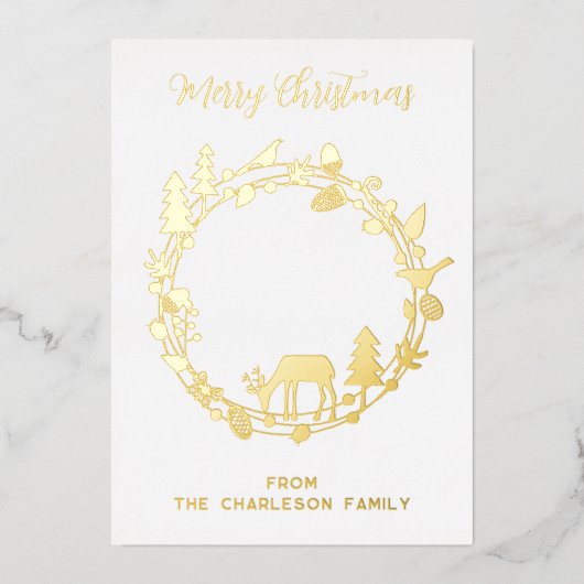 Krans van hertenbos voor feestdagen van echt folie (Voorkant)