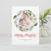 Krans van hulst en groen Kerstkrans Cirkel Foto Pr Feestdagenkaart (Staand voorkant)