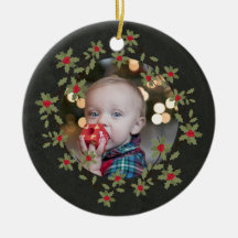 Krans van hulst foto met Kerstmis