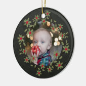Krans van hulst foto met Kerstmis Keramisch Ornament (Links)