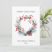 Krans van hulst Kerstkaart (Staand voorkant)