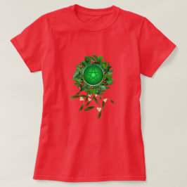 Krans van hulst met pentakel en maretak t-shirt