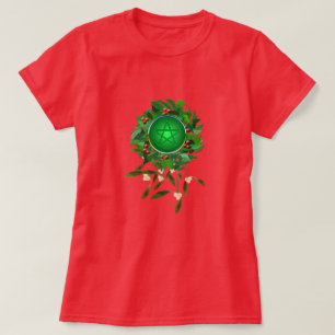 Krans van hulst met pentakel en maretak t-shirt