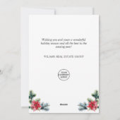 Krans van hulstbes met poinsettia, Kerst, zakelijk Feestdagenkaart (Achterkant)