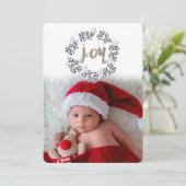 Krans van JOY-bladeren Rustieke Festive Vakantie F Feestdagenkaart (Staand voorkant)
