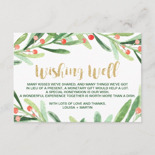 Krans van kerstholle Huwelijk Wensput Informatiekaartje (Voorkant)