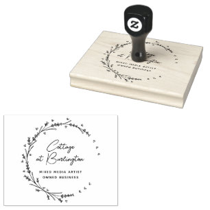 Krans van lavendelhartjes rubberstempel