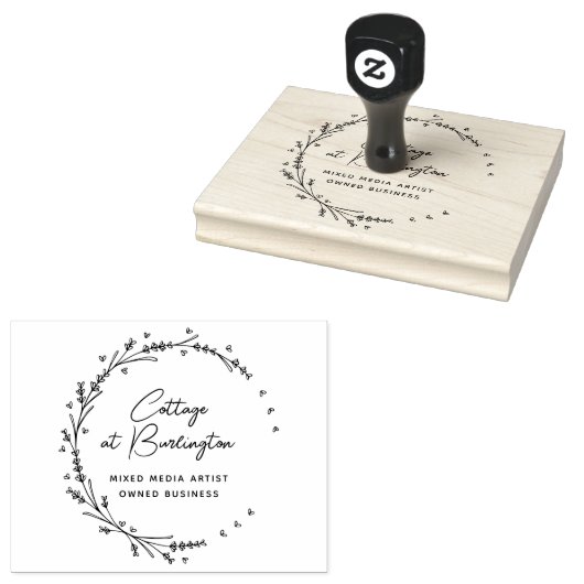 Krans van lavendelhartjes rubberstempel (Gestempeld)