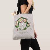 Krans van madeliefjes met monogram & naam om te pe tote bag (Dichtbij)