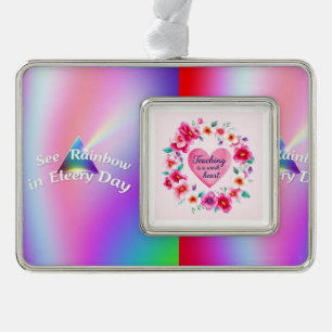 Krans van opvoeder Joy Verzilverd Omlijst Ornament