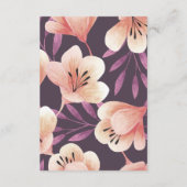 Krans van paarse bloemen in kalligrafie voor bruid bedankkaart (Achterkant)