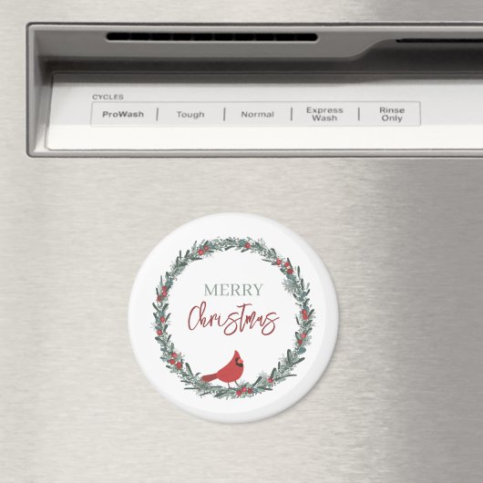 Krans van rode bessen en rode kardinaal Kerstmis Magneet (Insitu (Vaatwasser))