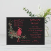 Krans van rode kardinaal Kerst Pot Luck-diner Kaart (Staand voorkant)