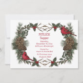 Krans van rode kardinaal Kerst Pot Luck-diner   Kaart (Voorkant)