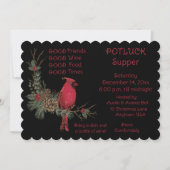 Krans van rode kardinaal Kerst Pot Luck-diner Kaart (Voorkant)