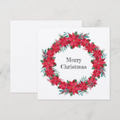 Krans van rode poinsettia feestdagenkaart (Voorkant / Achterkant)