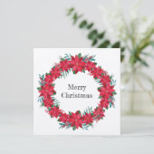 Krans van rode poinsettia feestdagenkaart (Staand voorkant)