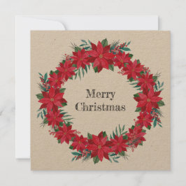 Krans van rode poinsettia feestdagenkaart