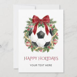 Krans van rode strik voetbal kerstkaart