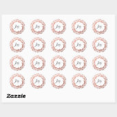 Krans van roze goud met Kerst Joy Ronde Sticker (Vel)