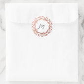 Krans van roze goud met Kerst Joy Ronde Sticker (Tas)