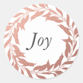 Krans van roze goud met Kerst Joy Ronde Sticker