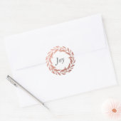 Krans van roze goud met Kerst Joy Ronde Sticker (Envelop)