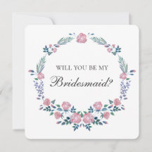 Krans van roze rozen. Wil je mijn bruidsmeisje zij