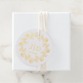 Krans van Rozen Twee Initiaal Bruiloft Monogram CO Bedankjes Labels (Met doos)