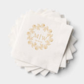 Krans van Rozen Twee Initiaal Bruiloft Monogram CO Folie Servetten (Insitu (Gestapeld))