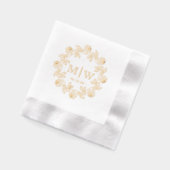 Krans van Rozen Twee Initiaal Bruiloft Monogram CO Folie Servetten (Links)