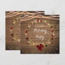 Krans van rustieke kerstgewei met hout en lichten