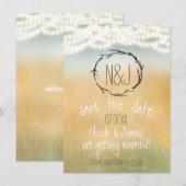 Krans van rustieke stokken & slingerlichtjes Save Kaart (Voorkant / Achterkant)