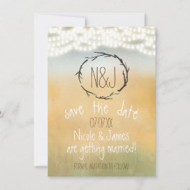 Krans van rustieke stokken & slingerlichtjes Save  Kaart