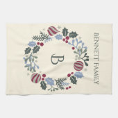 Krans van Salie Kerst Krans Monogram Cadeau Theedoek (Horizontaal)