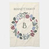 Krans van Salie Kerst Krans Monogram Cadeau Theedoek (Verticaal)