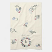 Krans van Salie Kerst Krans Monogram Cadeau Theedoek (Verticaal)