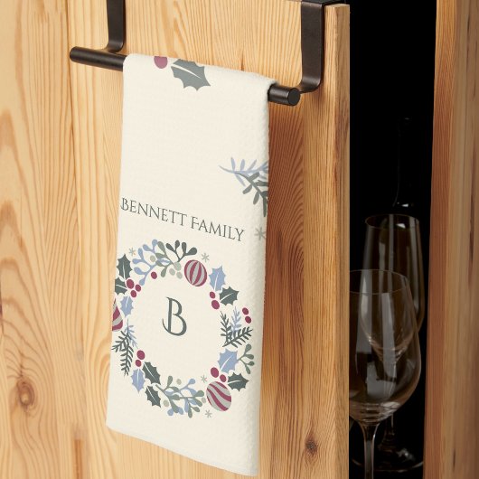 Krans van Salie Kerst Krans Monogram Cadeau Theedoek