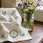 Krans van Salie Kerst Krans Monogram Cadeau Theedoek