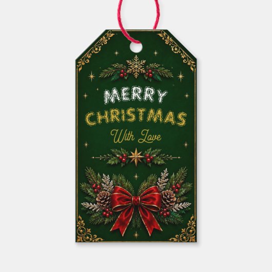 Krans van smaragd Kerstfeest Gift Tag Cadeaulabel (Voorkant)