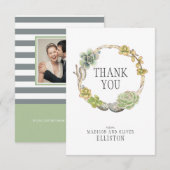 Krans van vetplanten, twijgen en stenen | Dank u Bedankkaart (Voorkant / Achterkant)