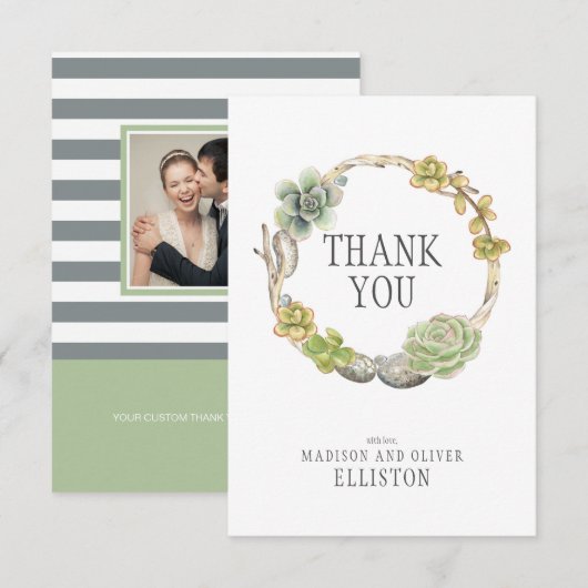 Krans van vetplanten, twijgen en stenen | Dank u Bedankkaart (Voorkant / Achterkant)