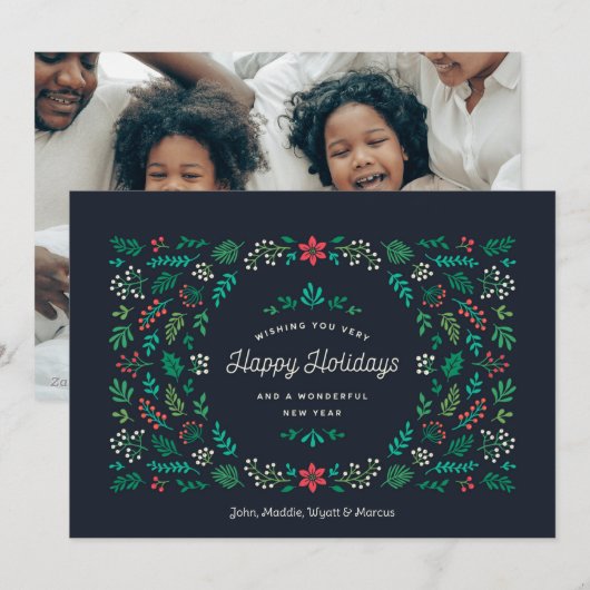 Krans van vreugde feestdagenkaart (Voorkant / Achterkant)