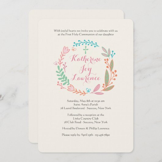 Krans van vreugde uitnodiging (Voorkant / Achterkant)