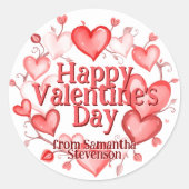 Krans van Waterverf Harten Valentijnsdag Ronde Sticker (Voorkant)