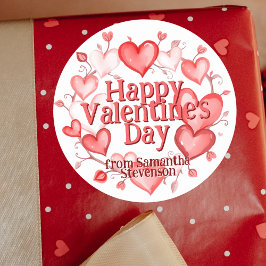 Krans van Waterverf Harten Valentijnsdag Ronde Sticker